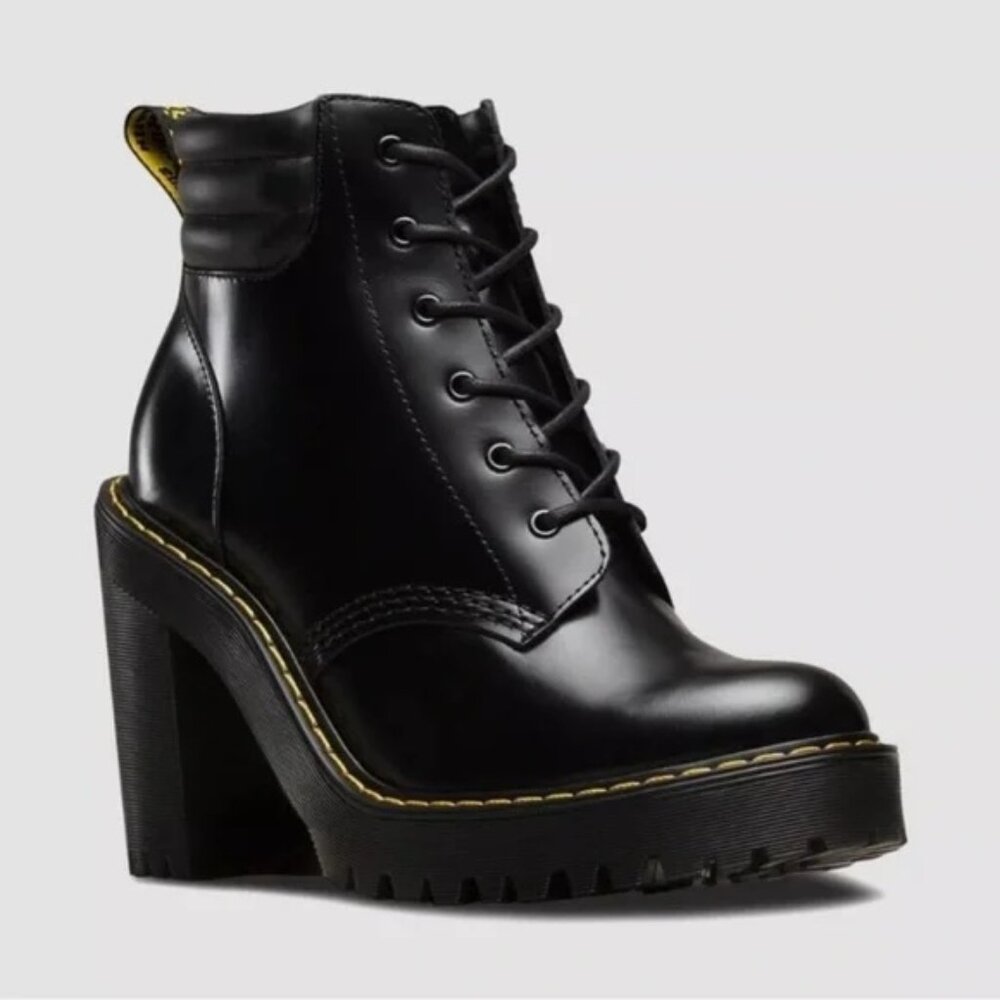 Dr. Martens Persephone High-Heel Platform Black Lace Up Booties Women’s Size 5